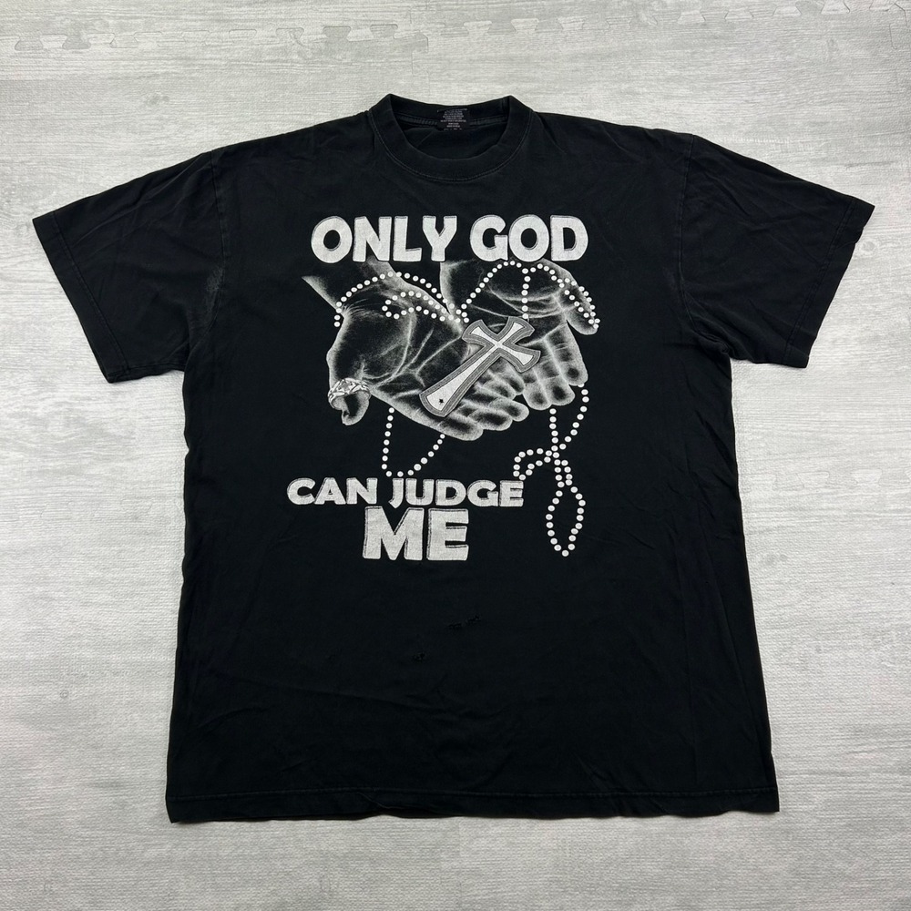 Vintage Y2K Only God Can Judge Me Shirt Size 4XL Black Swag Era Baggy Skater